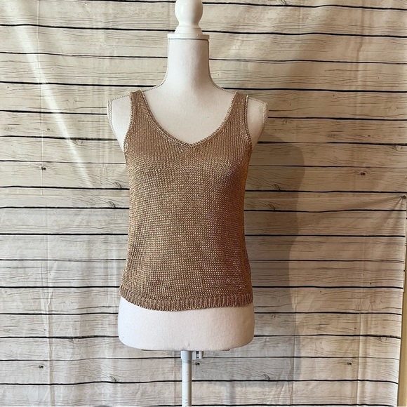 Topshop Chainmail Rosegold Tank Top Size 4 - Picture 6 of 8